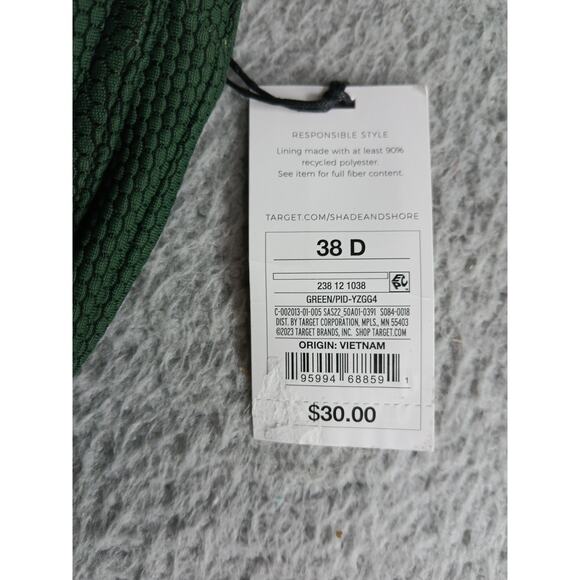 Shade & Shore Swimwear Womens 38D Green Bikini Top Underwire Padded Swimsuit NWT - Picture 2 of 8